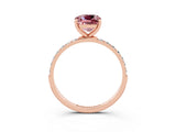 Rose gold Cushion Cut Morganite Solitaire Ring with Pave Band and Four Prong Setting_27