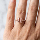 Rose gold Cushion Cut Morganite Solitaire Ring with Round  Pavé Band and Four-Prong Setting_30