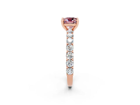 Rose gold Cushion Cut Morganite Solitaire Ring with Shared Prong Pavé Band and Four-Prong Setting_2