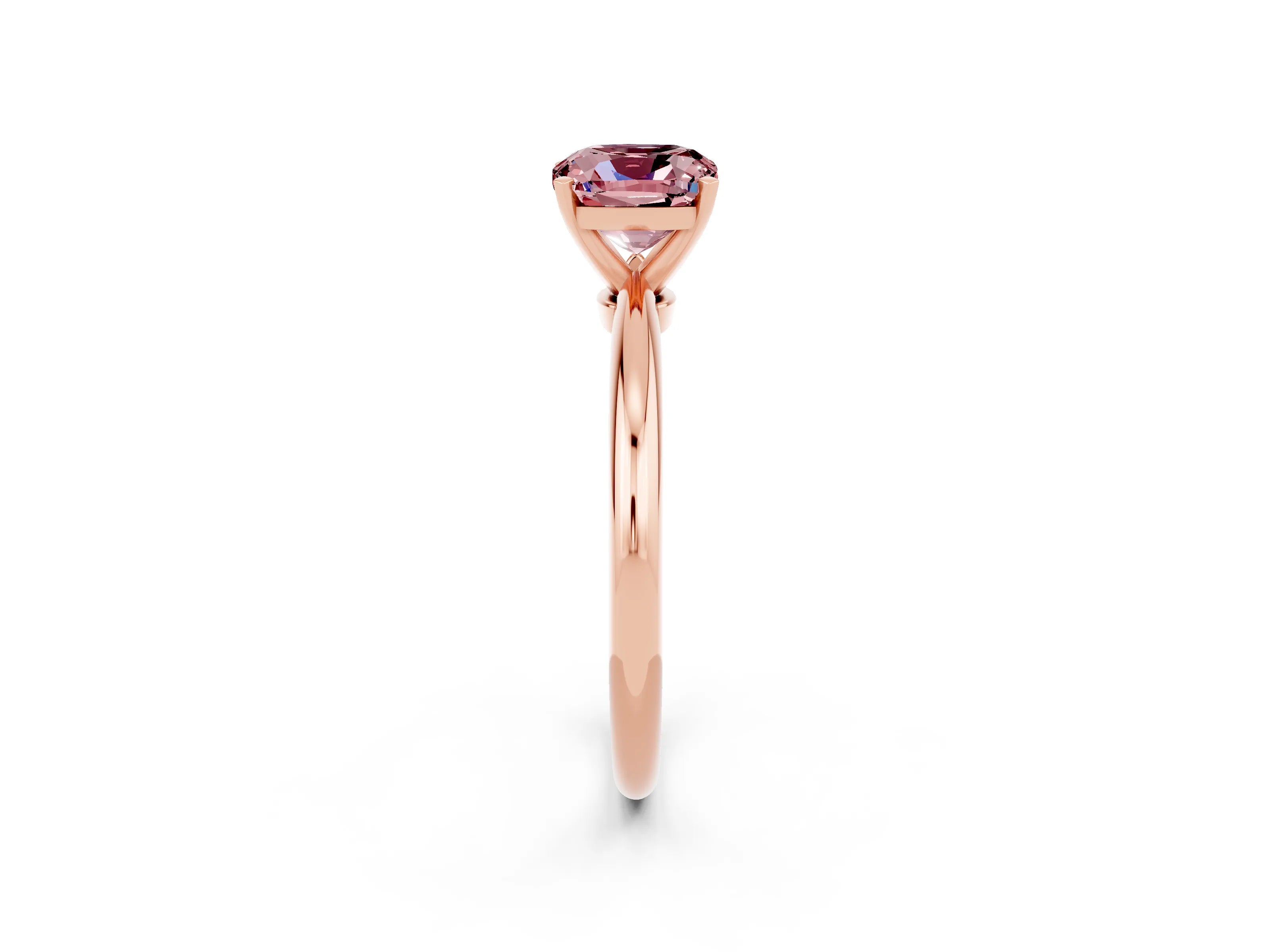 Rose gold Cushion Cut Morganite Solitaire Ring with Six-Prong Setting and Classic Band_2