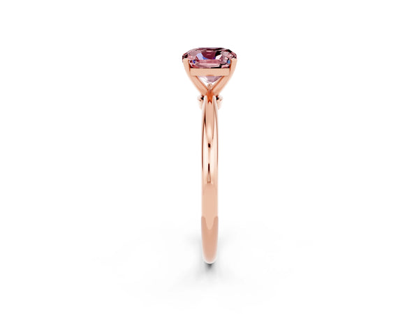 Rose gold Cushion Cut Morganite Solitaire Ring with Six-Prong Setting and Classic Band