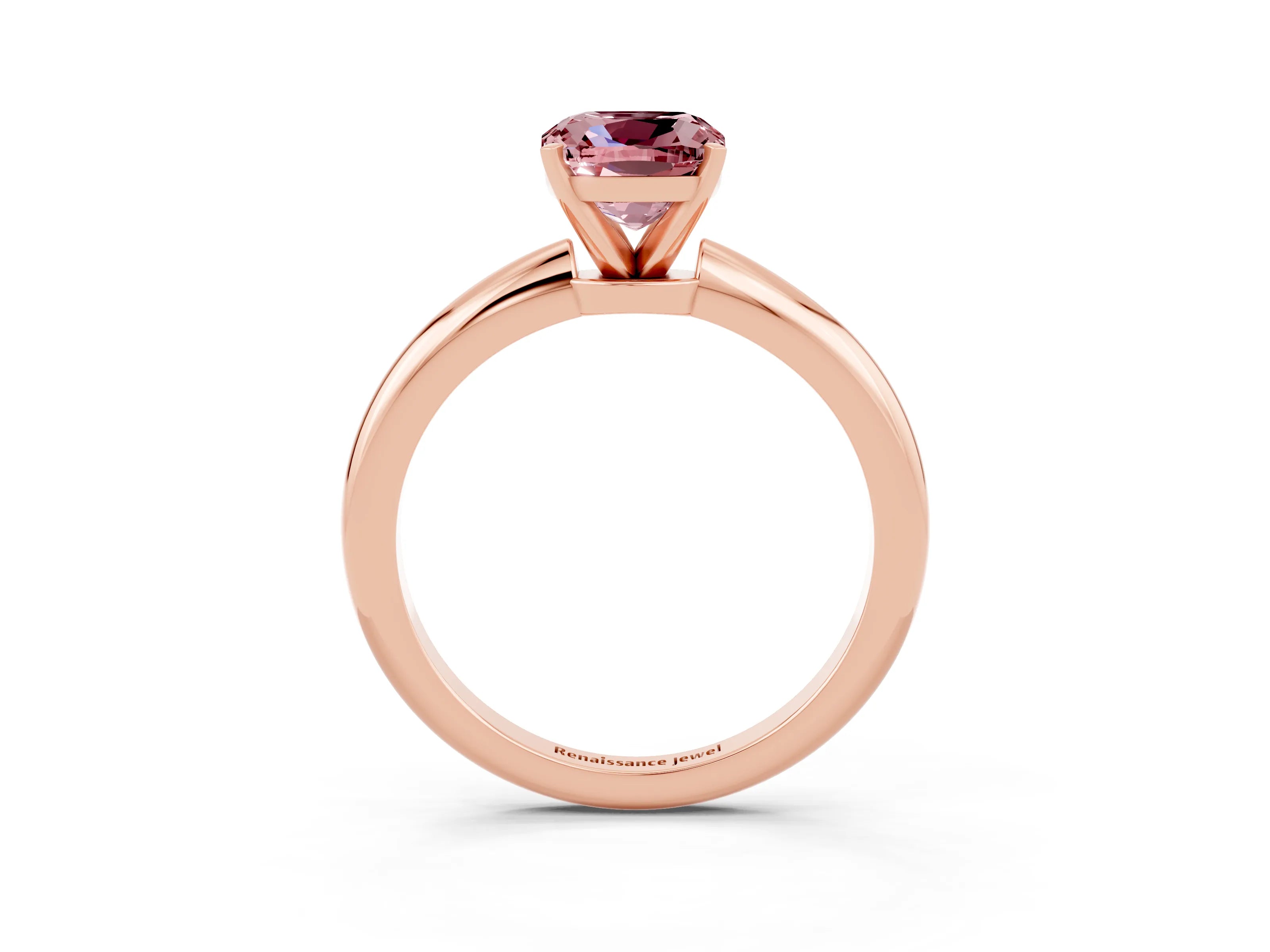 Rose gold Cushion Cut Morganite Solitaire Ring with Six-Prong Setting and Classic Band_3