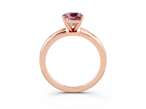 Rose gold Cushion Cut Morganite Solitaire Ring with Six-Prong Setting and Classic Band_3