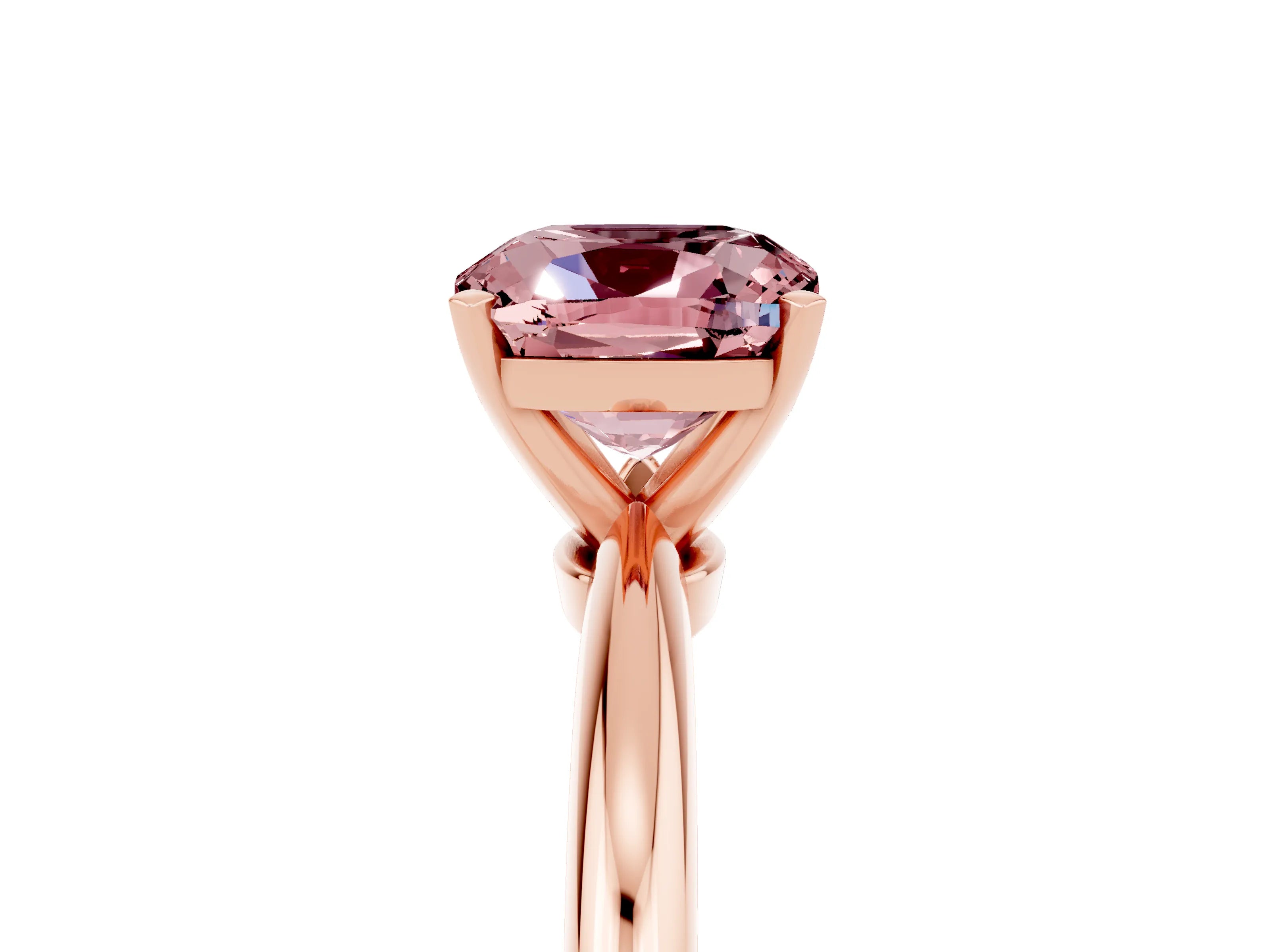 Rose gold Cushion Cut Morganite Solitaire Ring with Six-Prong Setting and Classic Band_5
