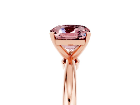 Rose gold Cushion Cut Morganite Solitaire Ring with Six-Prong Setting and Classic Band_5