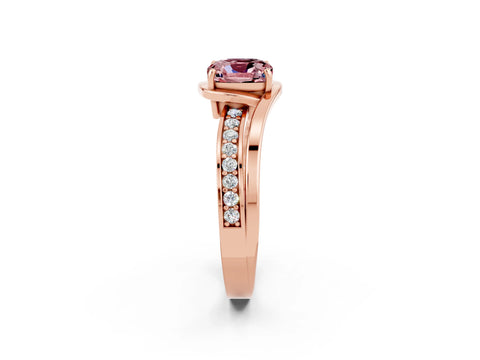Rose gold Cushion Cut Morganite Solitaire Ring with Split Shank and Prong Setting_2