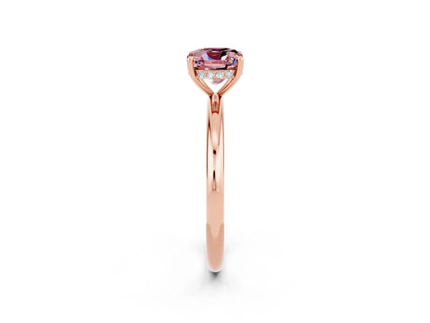 Rose gold Cushion Cut Morganite Solitaire Ring with Thin Band and Four-Prong Setting_2