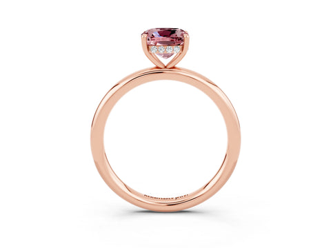 Rose gold Cushion Cut Morganite Solitaire Ring with Thin Band and Four-Prong Setting_3