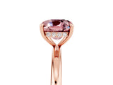 Rose gold Cushion Cut Morganite Solitaire Ring with Thin Band and Four-Prong Setting_5