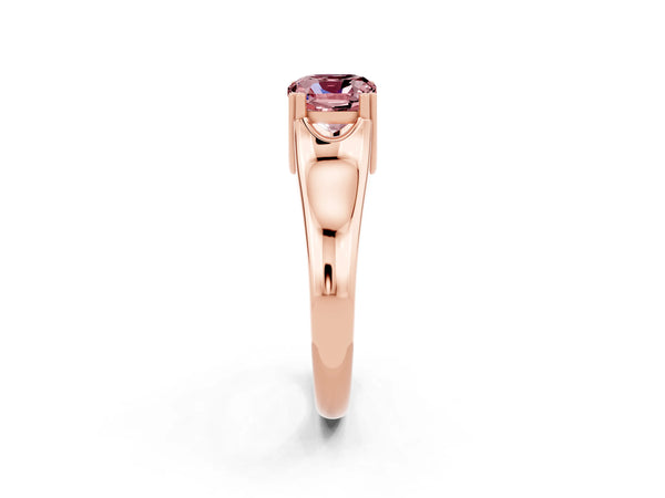 Rose gold Cushion Cut Morganite Solitaire Ring with Wide Band and Prong Setting