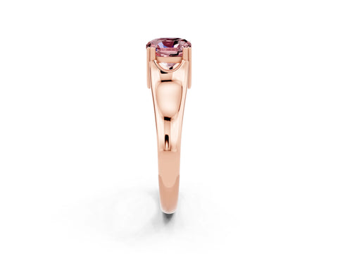 Rose gold Cushion Cut Morganite Solitaire Ring with Wide Band and Prong Setting_2