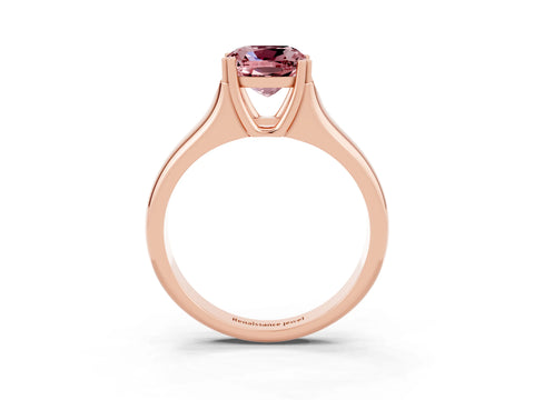 Rose gold Cushion Cut Morganite Solitaire Ring with Wide Band and Prong Setting_3