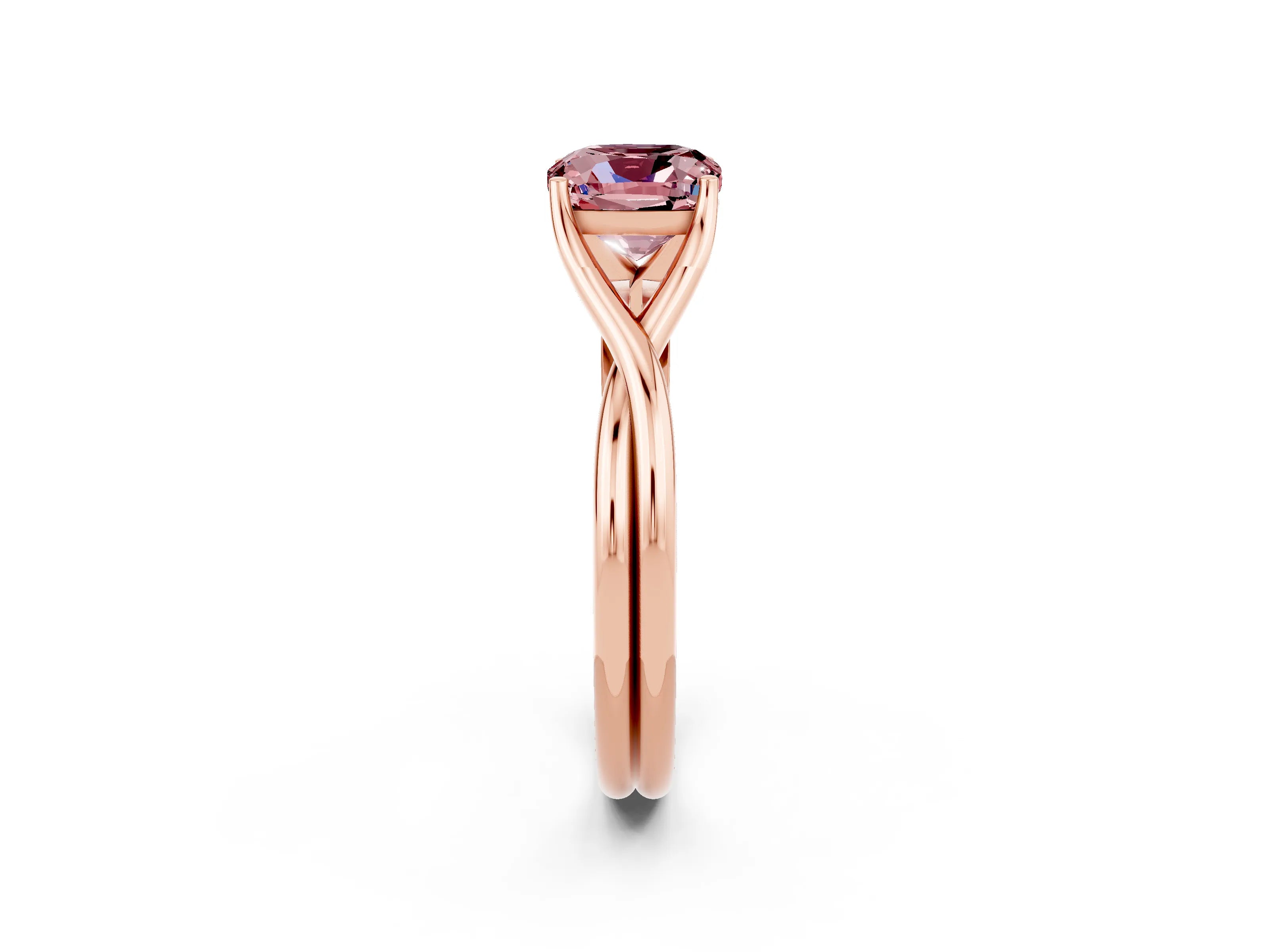 Rose gold Cushion Cut Morganite Solitaire Twist Band Prong Setting Ring_26