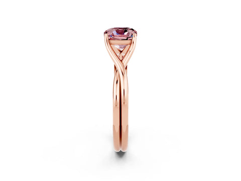 Rose gold Cushion Cut Morganite Solitaire Twist Band Prong Setting Ring_26