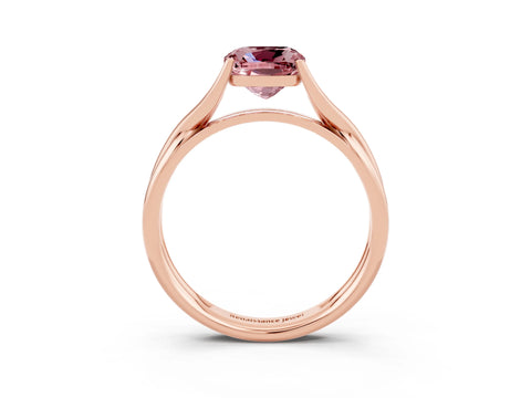 Rose gold Cushion Cut Morganite Solitaire Twist Band Prong Setting Ring_27