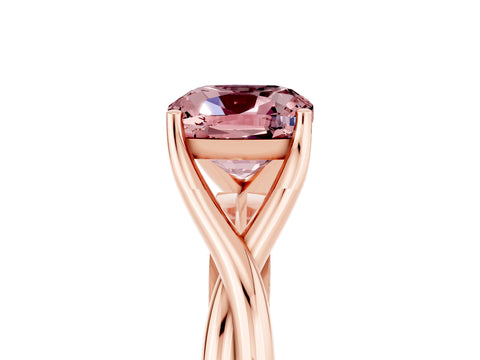 Rose gold Cushion Cut Morganite Solitaire Twist Band Prong Setting Ring_29