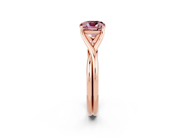 Rose gold Cushion Cut Morganite Solitaire Twist Band Prong Setting Ring