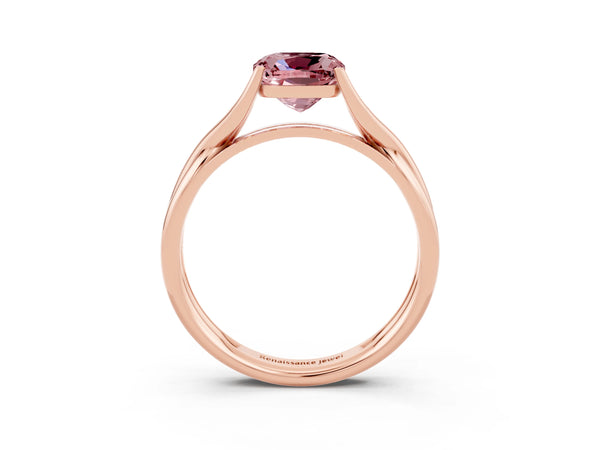 Rose gold Cushion Cut Morganite Solitaire Twist Band Prong Setting Ring