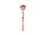 Rose gold Cushion Cut Morganite Solitaire with Side Baguettes and Channel Set Band_2