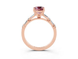 Rose gold Cushion Cut Morganite Solitaire with Side Baguettes and Channel Set Band_3