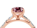 Rose gold Cushion Cut Morganite Solitaire with Side Baguettes and Channel Set Band_4
