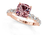 Rose gold Cushion Cut Morganite Solitaire with Side Stones, Pave Band, Four-Prong Setting_37
