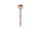 Rose gold Cushion Cut Morganite Solitaire with Side Stones, Pave Band, Four-Prong Setting_38