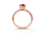Rose gold Cushion Cut Morganite Solitaire with Side Stones, Pave Band, Four-Prong Setting_39