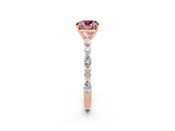 Rose gold Cushion Cut Morganite Solitaire with Side Stones on a Pavé Band and Four-Prong Setting_2