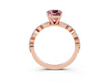 Rose gold Cushion Cut Morganite Solitaire with Side Stones on a Pavé Band and Four-Prong Setting_3
