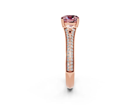 Rose gold Cushion Cut Morganite Split Shank Engagement Ring with Pavé Band_2