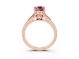 Rose gold Cushion Cut Morganite Split Shank Engagement Ring with Pavé Band_3