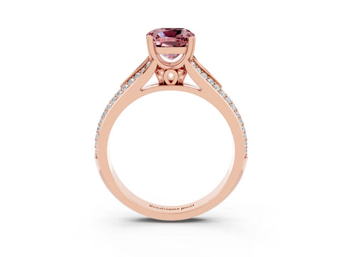 Rose gold Cushion Cut Morganite Split Shank Engagement Ring with Pavé Band_3