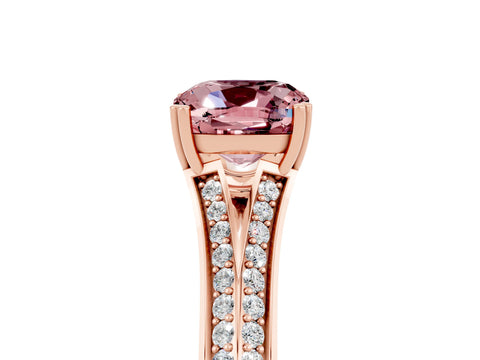 Rose gold Cushion Cut Morganite Split Shank Engagement Ring with Pavé Band_5