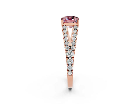 Rose gold Cushion Cut Morganite Split Shank Pavé Engagement Ring with Four-Prong Setting_14