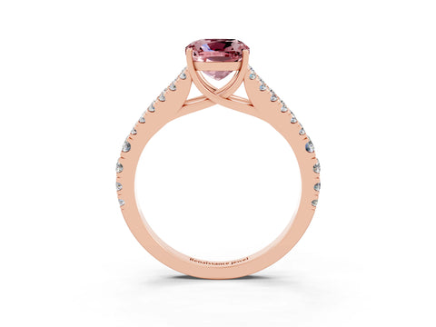 Rose gold Cushion Cut Morganite Split Shank Pavé Engagement Ring with Four-Prong Setting_15