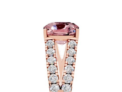 Rose gold Cushion Cut Morganite Split Shank Pavé Engagement Ring with Four-Prong Setting_17
