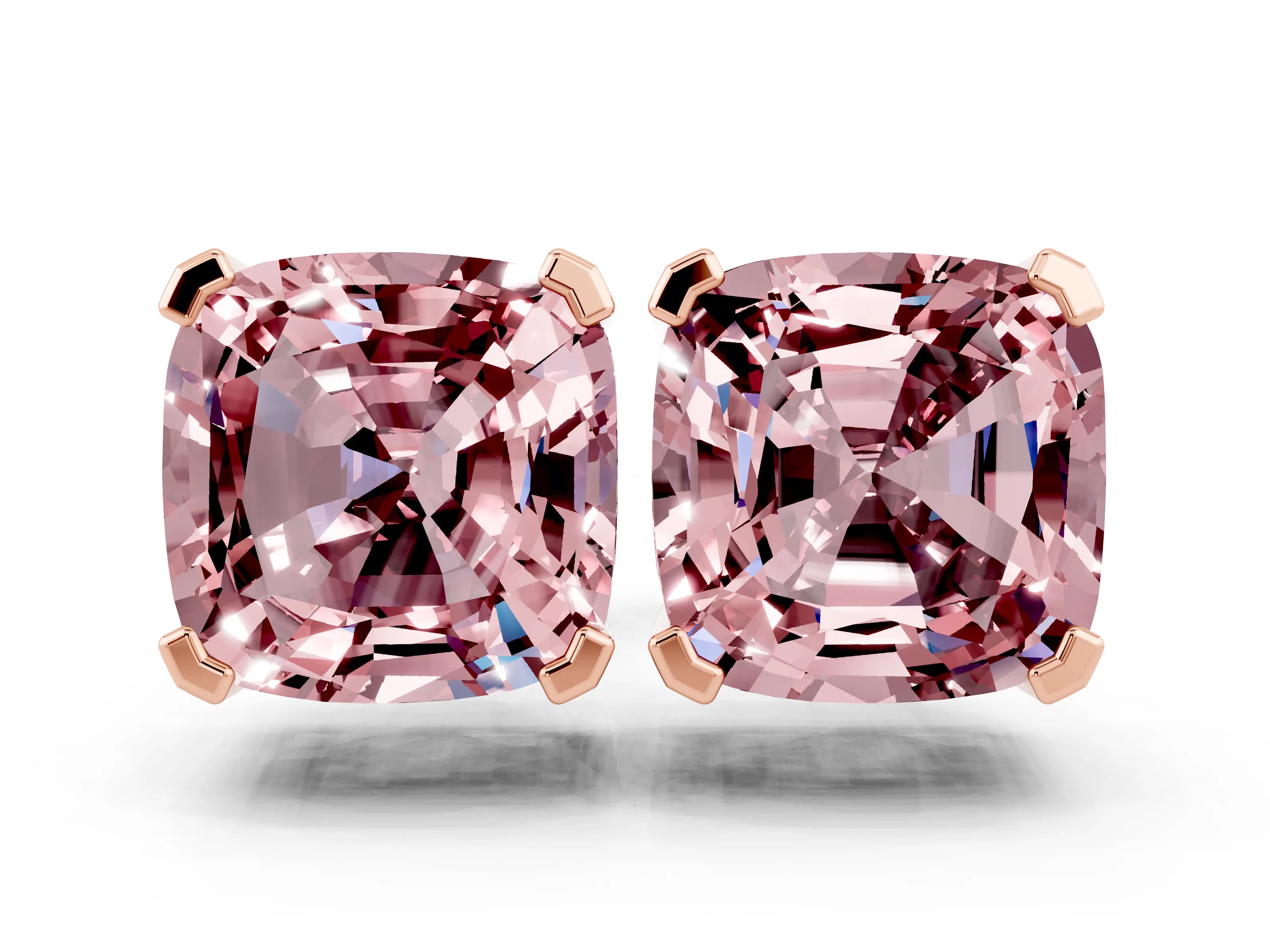 Rose gold Cushion Cut Morganite Stud Earrings_18
