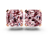 14K Rose Gold 6.58 Carat Cushion Morganite Stud Earrings