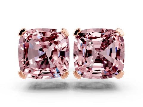 Rose gold Cushion Cut Morganite Stud Earrings_18