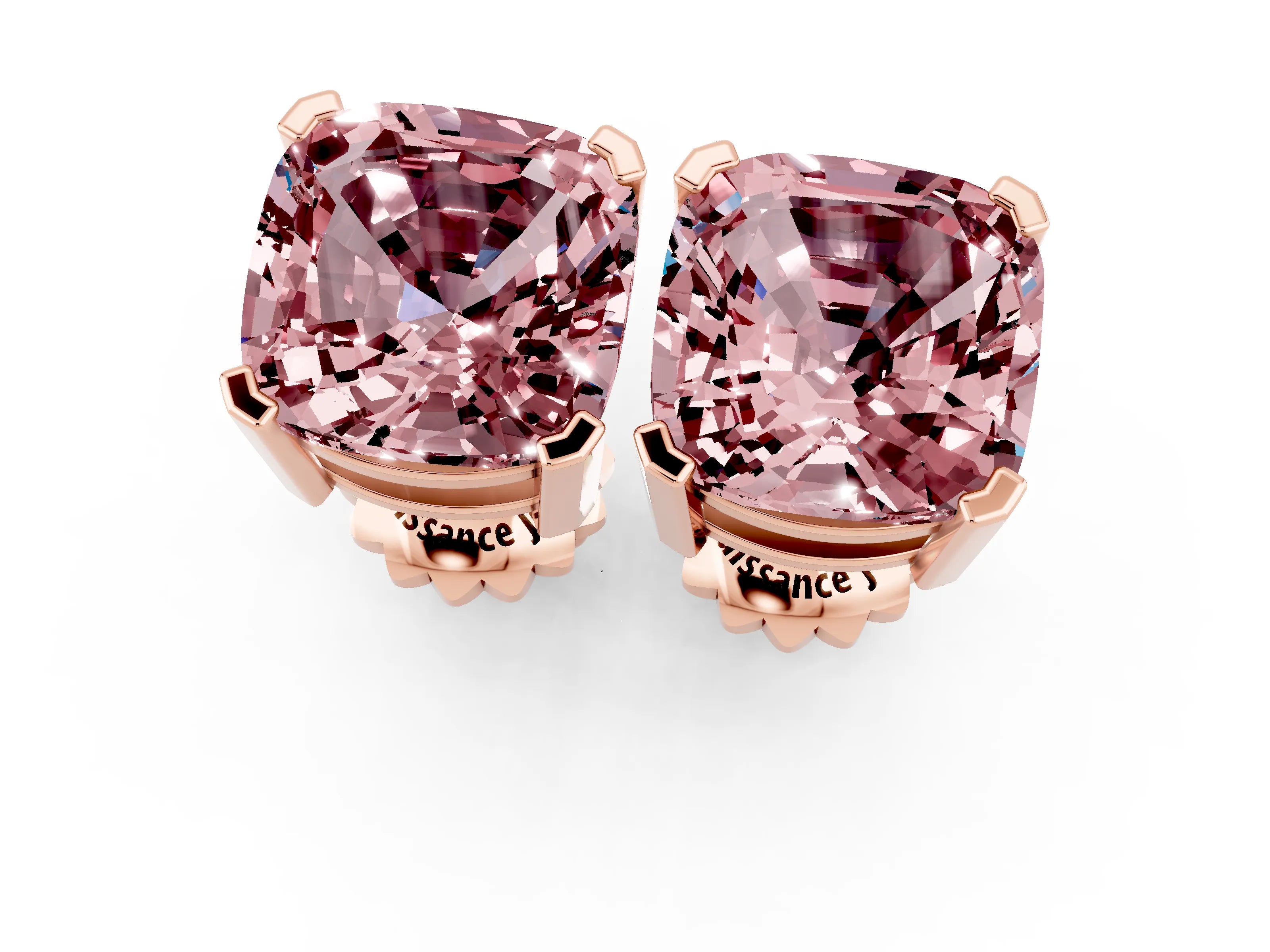 Rose gold Cushion Cut Morganite Stud Earrings_19