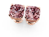 14K Rose Gold 6.58 Carat Cushion Morganite Stud Earrings