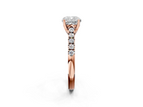 Rose gold Cushion Cut Pavé Band Solitaire Ring with Four-Prong Setting_184
