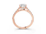 Rose gold Cushion Cut Pavé Band Solitaire Ring with Four-Prong Setting_185