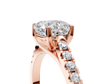 Rose gold Cushion Cut Pavé Band Solitaire Ring with Four-Prong Setting_187