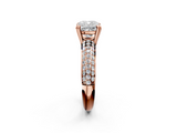 Rose gold Cushion Cut Pave Diamond Engagement Ring with Channel Set Band and Four-Prong Setting_22