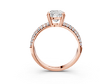 Rose gold Cushion Cut Pave Diamond Engagement Ring with Channel Set Band and Four-Prong Setting_23