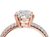 Rose gold Cushion Cut Pave Diamond Engagement Ring with Channel Set Band and Four-Prong Setting_24
