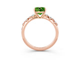 Rose gold Cushion Cut Peridot Cluster Side Stone Solitaire Ring with Prong Setting_27
