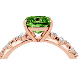 Rose gold Cushion Cut Peridot Cluster Side Stone Solitaire Ring with Prong Setting_28